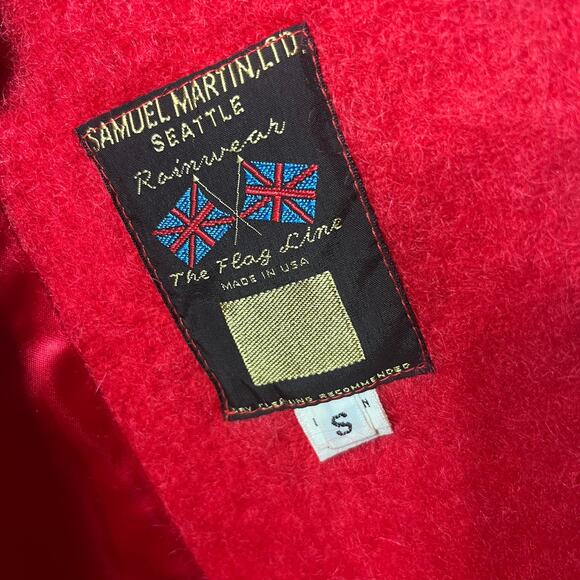 Samuel Martin Coat VTG 80s True Red Flag Line Fuzzy Wool Button Maxi Dressy S - Picture 6 of 8